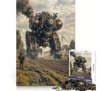 Puzzle de 1000 pièces Steampunk Mech dans Un Paysage Rural pour Adultes Jeu de réflexion et de Calme Décoration Murale épurée 38x26cm