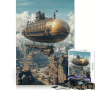 Puzzle de 1000 pièces Steampunk représentant Un Paysage Urbain en dirigeable, idéal pour Les Adolescents Jeu de logique Solide, Calme et Amusant, découpe de précision, Cadeau de Noël 38x26cm
