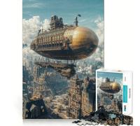 Puzzle de 1000 pièces Steampunk représentant Un Paysage Urbain en dirigeable, idéal pour Les Adolescents Jeu de logique Solide, Calme et Amusant, découpe de précision, Cadeau de Noël 38x26cm