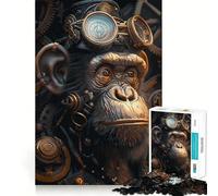 Puzzle de 1000 pièces Steampunk Singe Animal Adolescents Stimule la mémoire Jeu apaisant Bords Nets Cadeau de Noël 38x26cm