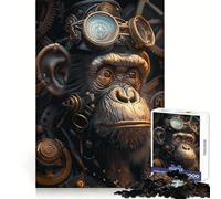 Puzzle de 1000 pièces Steampunk Singe Animal Adolescents Stimule la mémoire Jeu apaisant Bords Nets Cadeau de Noël 38x26cm