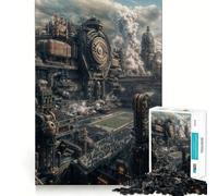 Puzzle de 1000 pièces Steampunk : Stade de Football et Paysage Urbain, idéal pour Les Adolescents Jeu de réflexion et Anti-Stress Découpe Nette Liste de souhaits du Père Noël 38x26cm