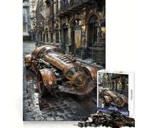 Puzzle de 1000 pièces Steampunk Voiture en Ville pour Adultes Soulagement du Stress Découpe précise Cadeau du Père Noël 50x75cm