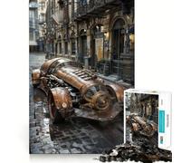 Puzzle de 1000 pièces Steampunk Voiture en Ville pour Adultes Soulagement du Stress Découpe précise Cadeau du Père Noël 50x75cm