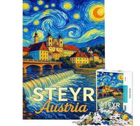 Puzzle de 1000 pièces Steyr Autriche Style Van Gogh idéal pour Les Adolescents stimule la mémoire et Offre Un défi éducatif Cadeau Parfait pour Les Amis et la Famille (38x52cm)