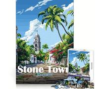 Puzzle de 1000 pièces Stone Town Zanzibar pour Adolescents Jeu Intelligent pour Partager Un Moment de complicité Assemblage d'une œuvre d'art 50x75cm