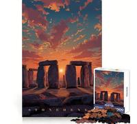 Puzzle de 1000 pièces Stonehenge au Coucher du Soleil en Pixel Art pour Adultes et Adolescents Amélioration de la mémoire Détente et légèreté Découpe Nette 38x52cm