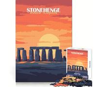 Puzzle de 1000 pièces Stonehenge Coucher de Soleil pour Adolescents, Jeu d'exercice Mental et de Relaxation, à Assembler Selon la liste de souhaits du Père Noël 38x52cm