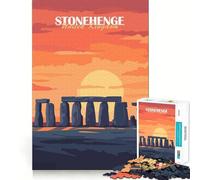 Puzzle de 1000 pièces Stonehenge Coucher de Soleil pour Adolescents, Jeu d'exercice Mental et de Relaxation, à Assembler Selon la liste de souhaits du Père Noël 38x52cm