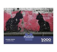 Puzzle De 1000 Pièces Street Art Cat Silhouette Puzzle pour Adolescents Course De Vitesse Manuelle Liste De Souhaits avec Le Père Noël Jouets Jeux Éducatifs 52x38cm/1000pcs