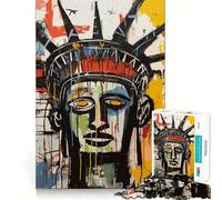 Puzzle de 1000 pièces Style Basquiat Abstrait de la Statue de la Liberté pour Adolescents, Jouet cognitif, Plaisir Lent, Bords de qualité supérieure, Cadeau du Père Noël 38x52cm
