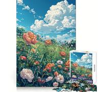 Puzzle de 1000 pièces Style BD Prairie de pivoines pour Adolescents, Jeu de logique mentale, évasion apaisante, Objet de Collection aux Bords Fins (50x75cm)