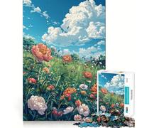 Puzzle de 1000 pièces Style BD Prairie de pivoines pour Adultes, pour stimuler la mémoire, Passe-Temps à la Maison, décoration Murale (38x26cm)
