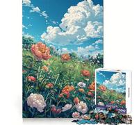 Puzzle de 1000 pièces Style BD Prairie de pivoines pour Adultes, pour stimuler la mémoire, Passe-Temps à la Maison, décoration Murale (38x26cm)