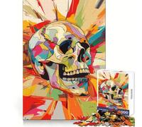 Puzzle de 1000 pièces Style cubisme Pop Art crâne pour Adolescents Puzzle Facile à Assembler et à découper pour Les vœux du Père Noël (38x26cm)