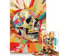 Puzzle de 1000 pièces Style cubisme Pop Art crâne pour Adolescents Puzzle Facile à Assembler et à découper pour Les vœux du Père Noël (38x26cm)
