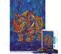 Puzzle de 1000 pièces Style cubisme Pop Art Rhino pour Adultes, pour développer sa mémoire et se détendre en Toute tranquillité (38x52cm)