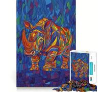 Puzzle de 1000 pièces Style cubisme Pop Art rhinocéros pour Adolescents, Jeu de logique et de détente, découpe précise, (50x75cm)