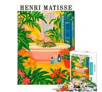 Puzzle de 1000 pièces Style Henri Matisse Chat dans Une Baignoire Décoration Murale pour Anniversaire ou Noël Jouet éducatif pour Les Enfants de 14 Ans et Plus (50x75cm)