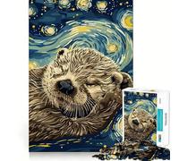 Puzzle de 1000 pièces Style Loutre dans la Nuit Étoilée pour Adolescents, Stimulant la réflexion, Joie familiale, Bords Nets, Cadeau mémorable (38x26cm)
