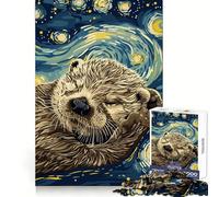 Puzzle de 1000 pièces Style Loutre dans la Nuit Étoilée pour Adolescents, Stimulant la réflexion, Joie familiale, Bords Nets, Cadeau mémorable (38x26cm)
