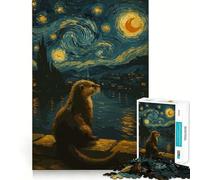 Puzzle de 1000 pièces Style Loutre dans la Nuit étoilée pour Adultes, 1000 pièces, pour renforcer la mémoire, Passe-Temps à la Maison, Bords Nets, Cadeau élégant (50x75cm)