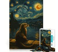 Puzzle de 1000 pièces Style Loutre dans Une Nuit étoilée pour Adolescents, Jeu de réflexion, Design paisible et Amusant, Cadeau Unique (38x26cm)