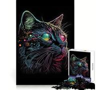 Puzzle de 1000 pièces Style rétro Abstrait avec Chat, idéal pour Adultes, pour stimuler la mémoire et soulager l'anxiété, Finitions précises, Surprise de Noël (38x52cm)
