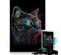 Puzzle de 1000 pièces Style rétro Abstrait avec Chat, idéal pour Adultes, pour stimuler la mémoire et soulager l'anxiété, Finitions précises, Surprise de Noël (38x52cm)