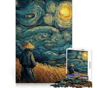 Puzzle de 1000 pièces Style Samouraï dans la Nuit étoilée pour Adolescents Stimule la mémoire, soulage la Tension, Bords serrés, Belle œuvre d'art (38x26cm)