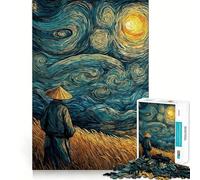 Puzzle de 1000 pièces Style Samouraï dans la Nuit Étoilée pour Adultes Renforce la mémoire Jeu de réflexion Amusant et décontracté Qualité supérieure Cadeau élégant (50x75cm)