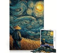 Puzzle de 1000 pièces Style Samouraï dans la Nuit Étoilée pour Adultes Renforce la mémoire Jeu de réflexion Amusant et décontracté Qualité supérieure Cadeau élégant (50x75cm)