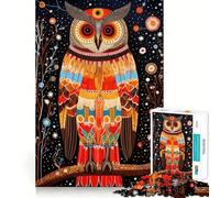 Puzzle de 1000 pièces Style Tribal Wise Owl pour Adolescents Jeu de mémoire et de Concentration Qualité Professionnelle Activité de Groupe relaxante en intérieur (38x26cm)