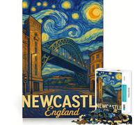 Puzzle de 1000 pièces Style Van Gogh, Newcastle, Angleterre, pour Adultes Jeu de réflexion Relaxant et Amusant, Bords Nets, pièce de Collection (38x52cm)
