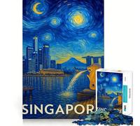 Puzzle de 1000 pièces Style Van Gogh représentant la Skyline de Singapour 50x75cm, idéal pour Les Adultes Jeu de logique et de réflexion Découpe précise Collection d'œuvres d'art
