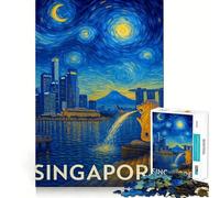 Puzzle de 1000 pièces Style Van Gogh représentant la Skyline de Singapour, idéal pour Les Adolescents Jeu de logique, Passe-Temps Calme, découpe précise, Cadeau raffiné 38x52cm