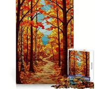 Puzzle de 1000 pièces Style vitrail Chemin forestier d'automne pour Adolescents, Stimulant la réflexion et offrant Un Moment de détente Coffret Solide, idéal comme Cadeau de Noël (38x26cm)