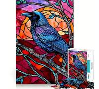 Puzzle de 1000 pièces Style vitrail Corbeau pour Adolescents, Jeu de Puzzle Stimulant la réflexion, Jeu de Groupe, Art Assembler, Cadeau Classique (50x75cm)