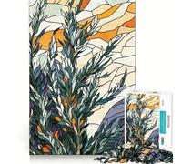 Puzzle de 1000 pièces Style vitrail illustrant la Nature pour Adultes Jouet Intelligent et apaisant Découpe précise Objet de Collection 38x26cm