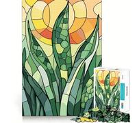 Puzzle de 1000 pièces Style vitrail Plantes Vertes idéal pour Les Adolescents pour développer Leurs capacités cognitives et Passer Un agréable Moment de détente Finitions impeccables Un Cadeau