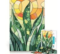 Puzzle de 1000 pièces Style vitrail, Plantes Vertes, pour Adolescents renforce la mémoire, Simple, Amusant, de qualité, Un Cadeau mémorable 50x75cm