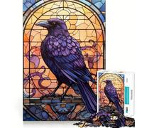 Puzzle de 1000 pièces Style vitrail Raven pour Adolescents, Jeu de logique, pièce de Collection découpée avec précision (38x26cm)