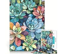 Puzzle de 1000 pièces Style vitrail représentant des Plantes succulentes, idéal pour Les Adolescents Jeu d'exercice Mental, activité à Domicile, décoration Murale découpée avec précision 50x75cm