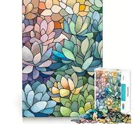 Puzzle de 1000 pièces Style vitrail représentant des Plantes succulentes, idéal pour Les Adolescents Jeu de logique Fine, Passe-Temps Calme, pièce de Collection aux Bords Nets 50x75cm