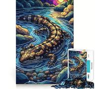 Puzzle de 1000 pièces Style vitrail représentant Une Salamandre dans Un ruisseau Idéal pour Les Adolescents ce Jeu de logique et de réflexion Offre Un Divertissement Relaxant et des découpes Cadeau