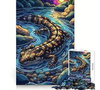 Puzzle de 1000 pièces Style vitrail représentant Une Salamandre dans Un ruisseau idéal pour Les Adolescents Améliore la mémoire se détend et se Fait Plaisir Finitions impeccables Cadeau élégant