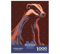 Puzzle De 1000 Pièces Stylized Badger Illustration Puzzle Adulte Jeu Familial Décoration Parfaite Cadeaux Uniques d'anniversaire Et De Noël 52x38cm/1000pcs