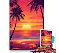 Puzzle de 1000 pièces Sunset Beach Palms pour Adultes, Jouet Pure Logic, Divertissement apaisant, découpe Nette, Cadeau Exceptionnel 38x52cm