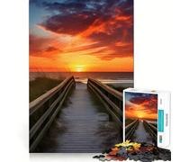 Puzzle de 1000 pièces Sunset Beach Path pour Adultes Soulagement du Stress Découpe précise Cadeau du Père Noël 38x52cm