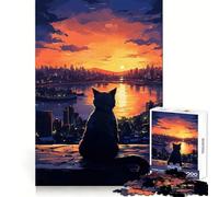 Puzzle de 1000 pièces Sunset City Paws pour Adultes et Adolescents Stimulation de la mémoire et détente Idée Cadeau de Noël 38x26cm